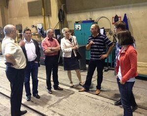 Die Abgeordneten Baumann, Lemb und Mühlbauer (2.,3.,4. von links) beim Betriebsbesuch.