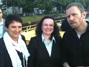 Petra Heß, Andrea Nahles und Ralf Pollmeier in Berlin