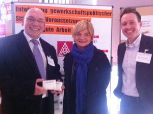v.l.n.r. MdL Frank Weber, Katrin Koch (TMWAT), Kirsten Breuer (IGM)
