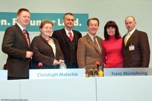 Christoph Matschie, Dorothea Marx, Steffen Lemme, Franz Müntefering, Conny Kraffzick, Andreas Räuber (v.l.)