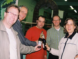 v.l.: T. Tikwe, OB M. Doht, Festzugsleiter Matthias Wolfgramm, Zunftmeister Torsten Daut, Ch. Winter
