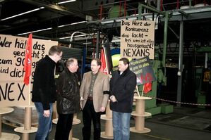 v.l.n.r. SPD Landtagskandidat Thomas Fischer, MdB Ernst Kranz, Betriebsratsvorsitzender Bernd Messerschmidt, Frank Pach 