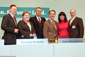 Christoph Matschie, Dorothea Marx, Steffen Lemme, Franz Müntefering, Conny Kraffzick, Andreas Räuber (v.l.)